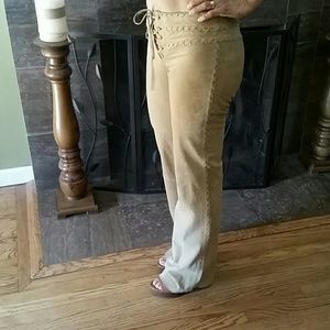 Tan leather pants